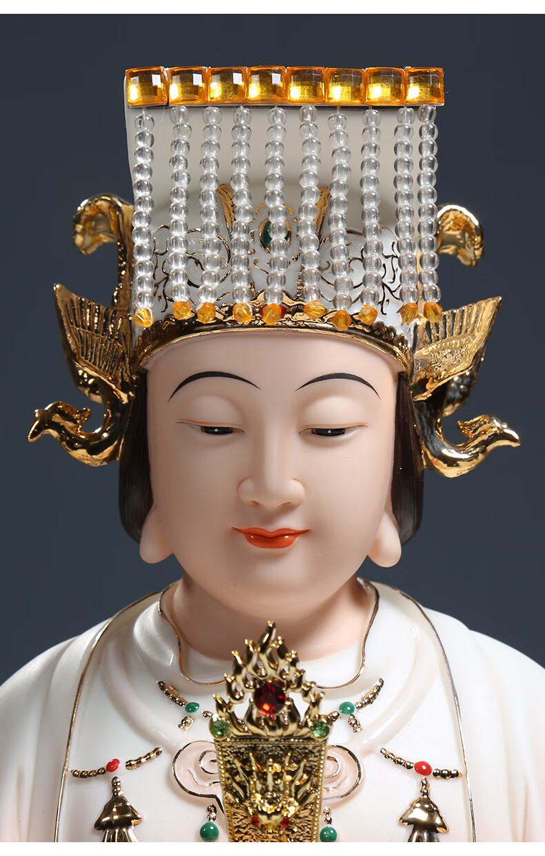 微美德化陶瓷羊脂玉瓷彩绘道教坐像之泰山奶奶道教仙家居家摆件羊脂玉