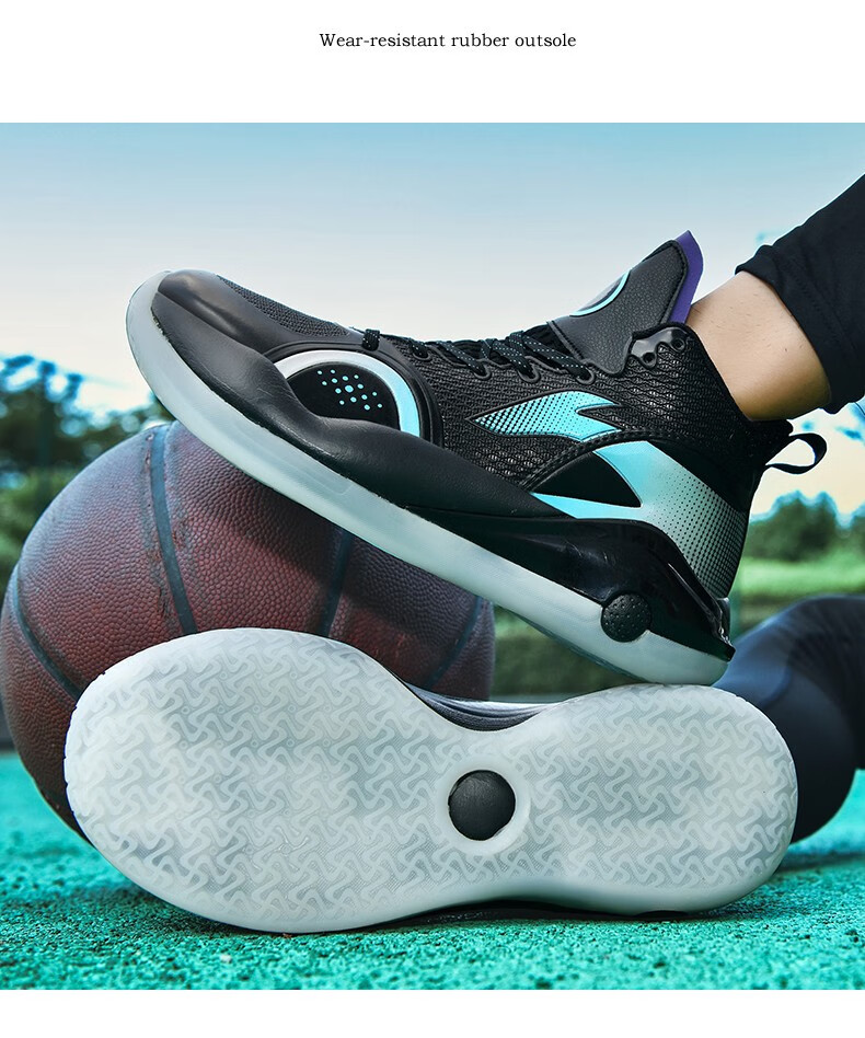 活力碳篮球鞋男2021新款驭帅15代42实战缓震球鞋学生运动鞋 黑蓝 39