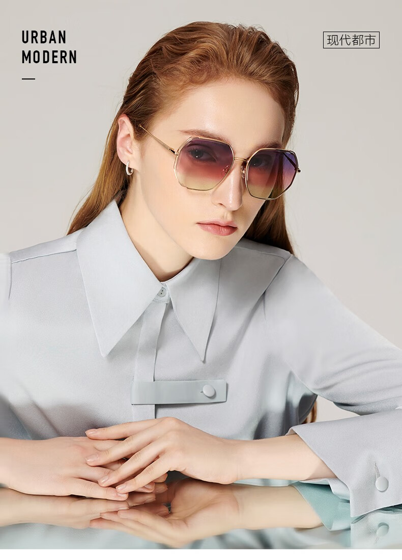 bolon暴龙眼镜新品偏光女士墨镜金属框个性太阳眼镜bl7128b30蓝紫渐进