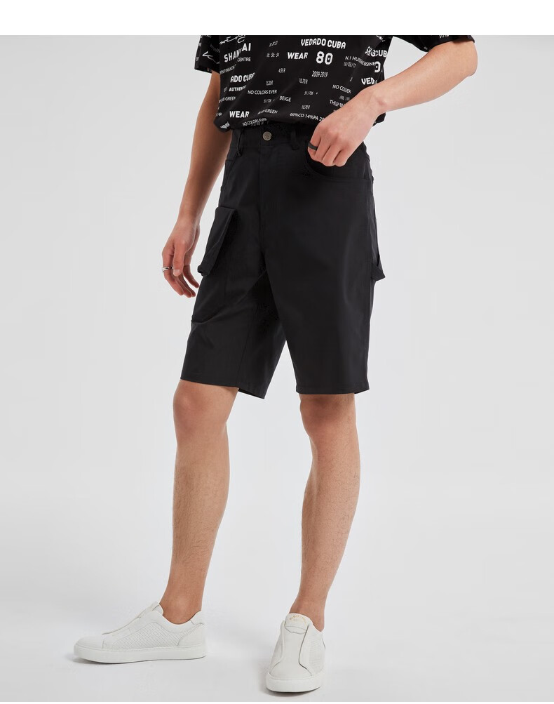 劲霸男装休闲短裤2021夏季时尚简约净色直筒裤fzcd2256 卡其 37【图片