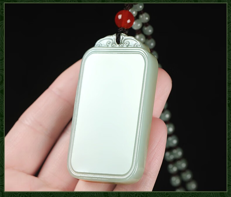 金召玉和田玉青白玉无事牌挂件男款玉牌玉佩素面玉坠含证书53g自戴