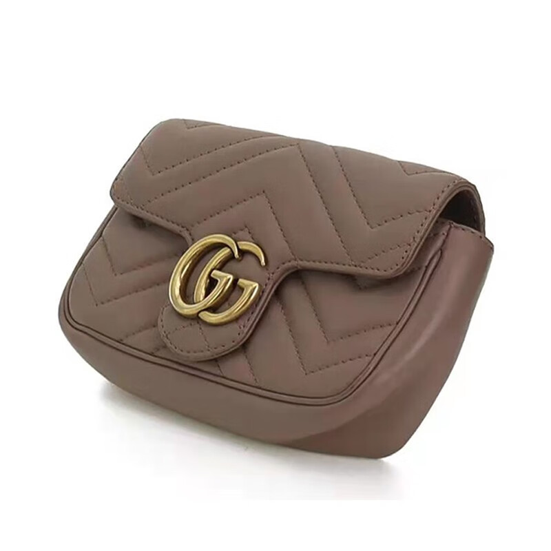 【二手95新】古驰/gucci 女士marmont系列裸粉色迷你单肩包链条斜挎包