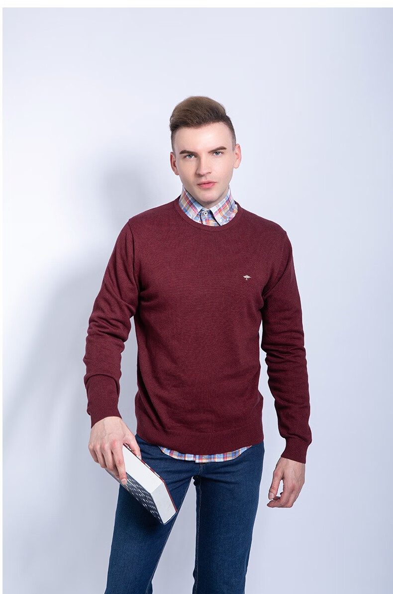 fynchhatton德国树男士毛衣加厚纯色圆领纯棉针织衫宝蓝xxxl195108a