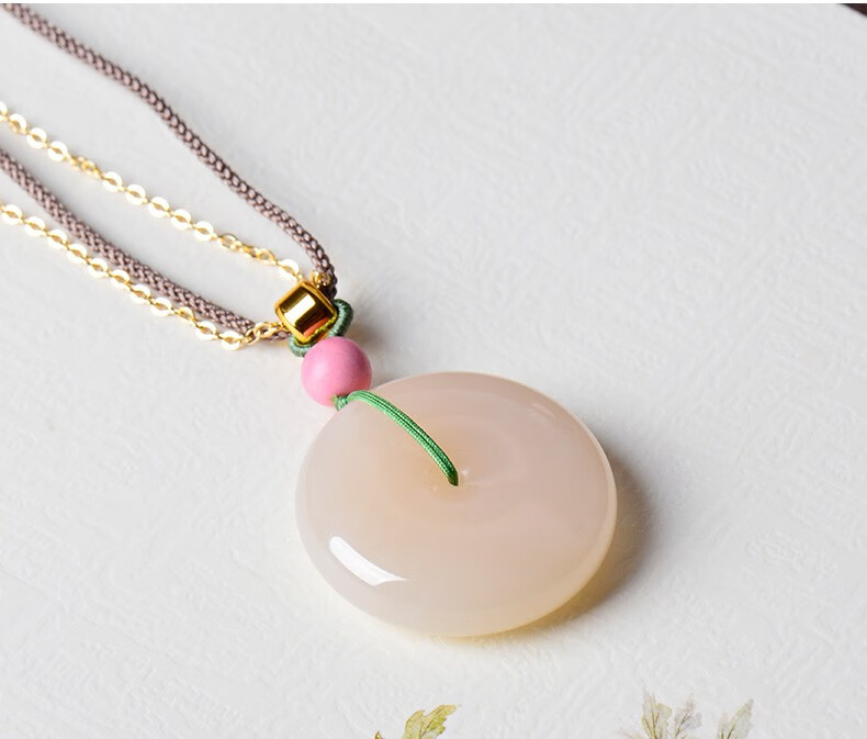 【保价618】景曦 和田玉藕粉平安扣玉坠女吊坠玉石项链女款挂件情人节