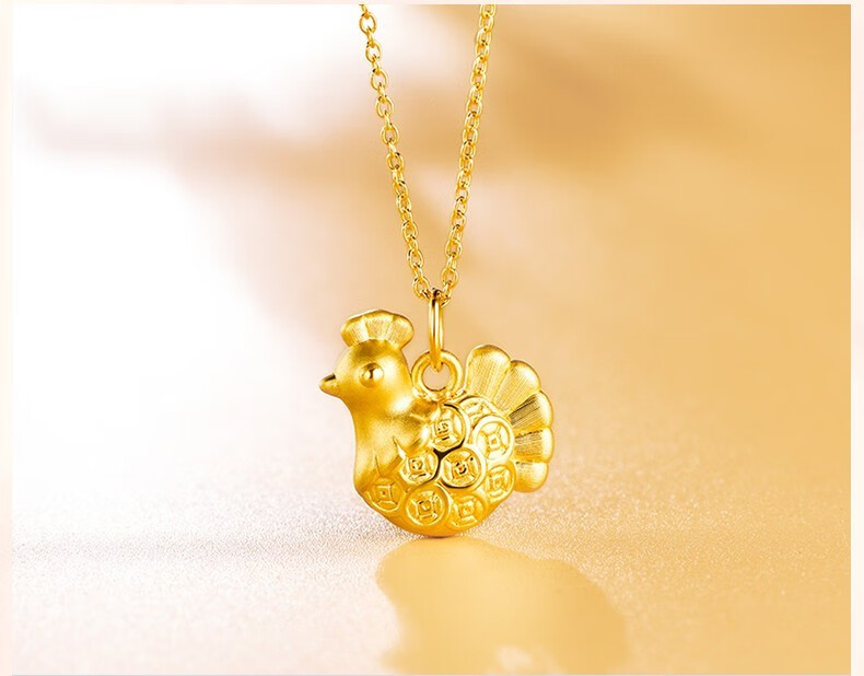 玉等我金鸡吊坠黄金鸡足金999生肖鸡小鸡小金鸡3d硬金999项链女