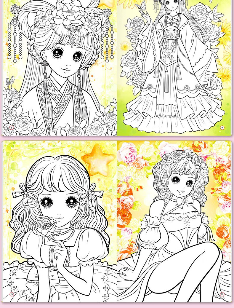 公主涂色秀6册女孩喜欢的百变公主涂色书幼儿绘画启蒙教材图画本涂色