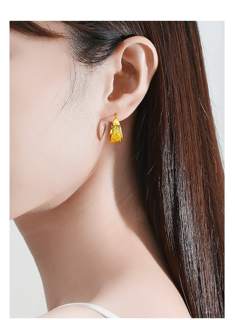 初选黄金耳环女款18k金耳坠一对妈妈款车花凤纹款送妈妈母亲节礼物凤