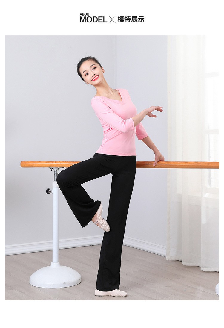 瑜伽服女士舞蹈服上衣女形体跳舞服双v领拉丁舞服瑜伽练功服成人广场