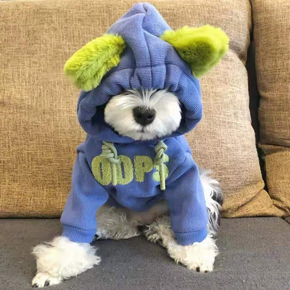 狗狗衣服秋冬雪纳瑞比熊泰迪中小型犬猫咪加绒保暖连帽卫衣xs背20约2