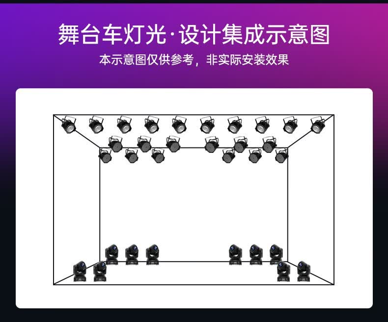 捷创朗达 舞台车灯光方案设计灯光秀光束灯摇头灯 舞台车方案3【适用