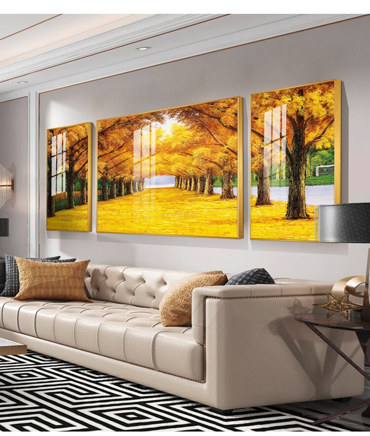 画中画黄金满地客厅装饰画沙发背景墙风景风水招财壁画办公室轻奢大气