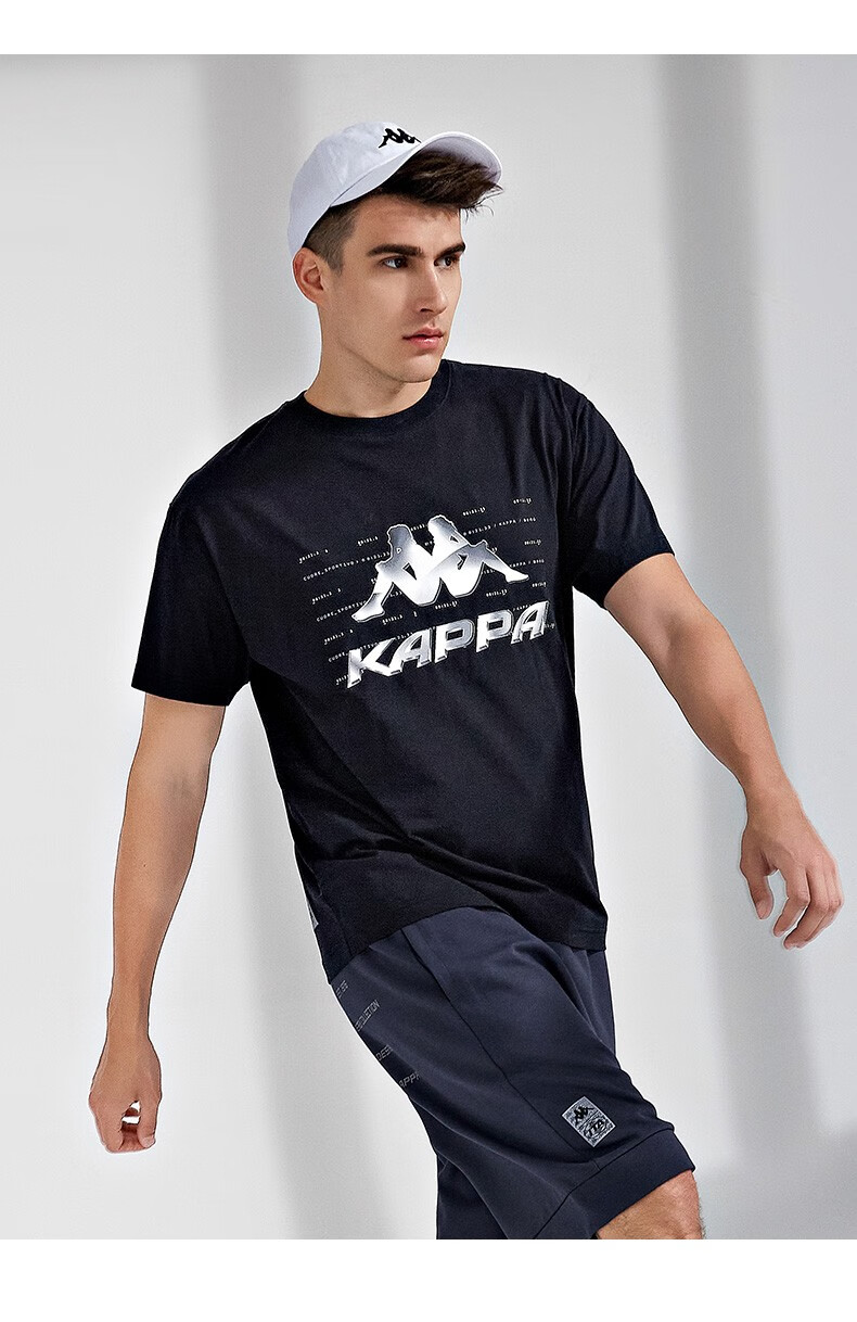 kappa卡帕短袖男运动t恤休闲半袖夏季印花k0b32td08f黑色990xl