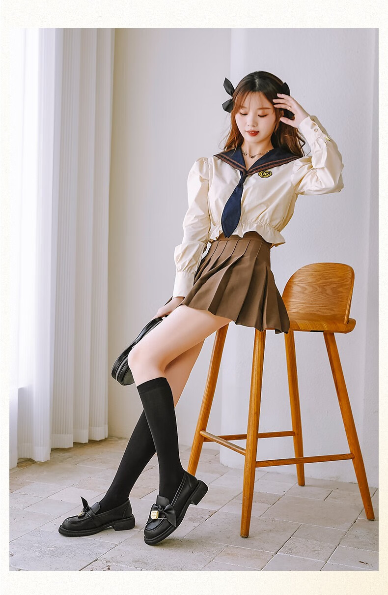 森马原创乐福鞋女2022春季jk制服鞋厚底增高小皮鞋学院风蝴蝶结小单鞋
