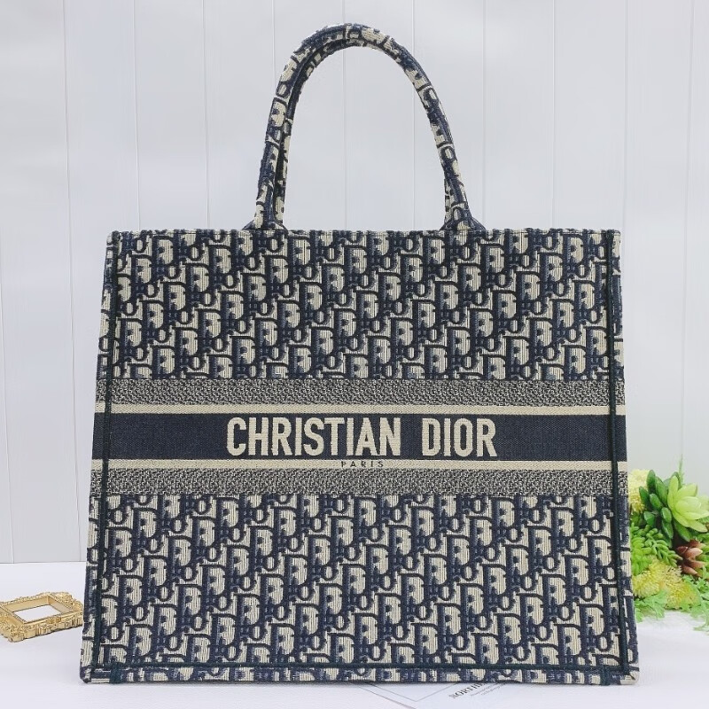 【二手99新】未使用 dior迪奥 oblique 系列book tote大号蓝色老花