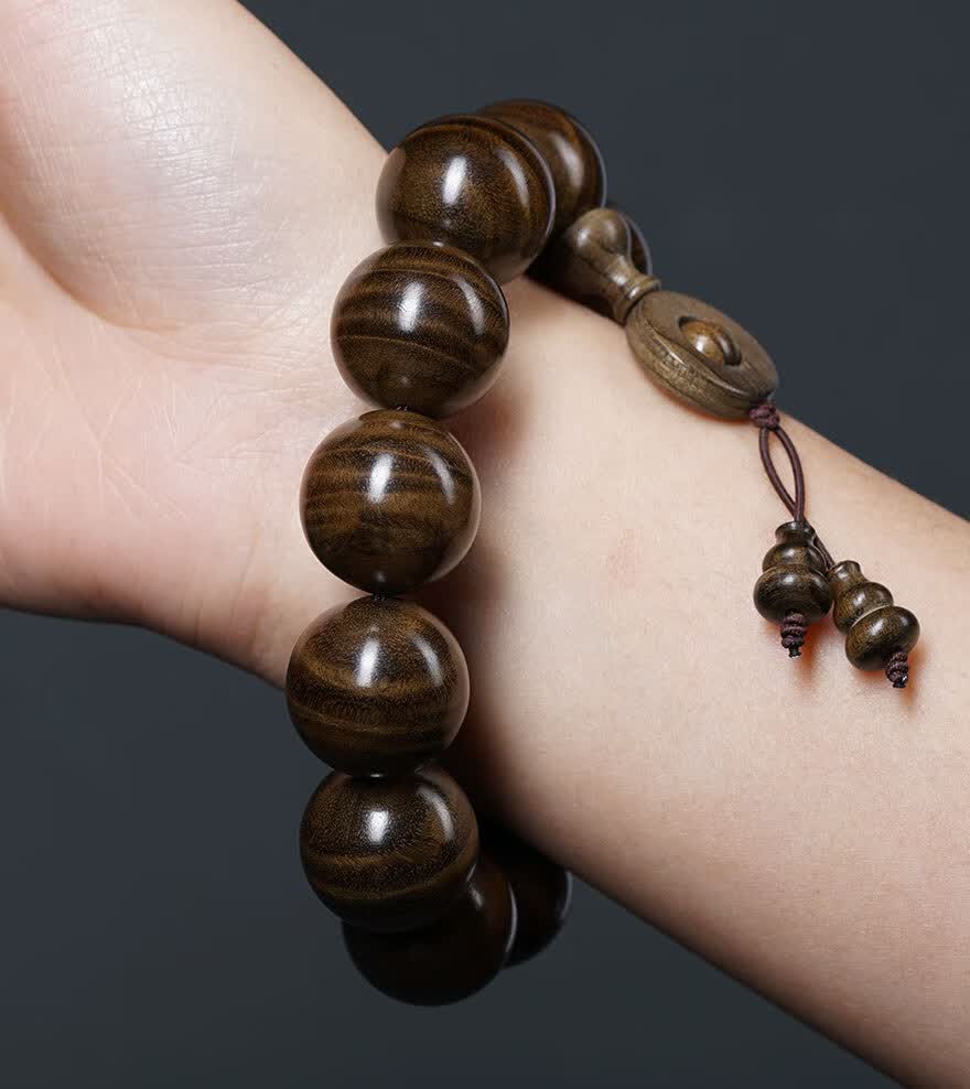 【知善堂】佛珠金丝楠阴沉木【大西瓜纹】桢楠20mm文玩手串精品wyt