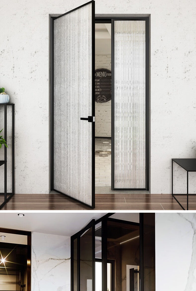 画间钛镁铝合金子母平开门定制卫生间厕所玻璃门窄边框洗手间门测量