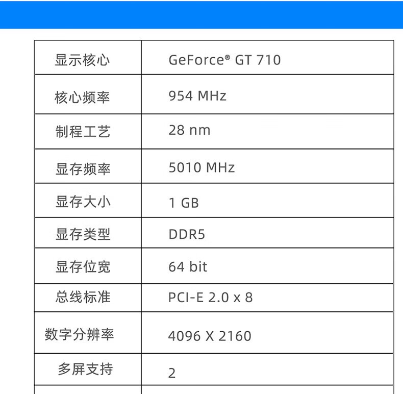 技嘉(gigabyte)gt710/730 显卡itx半高刀卡2k 4k亮