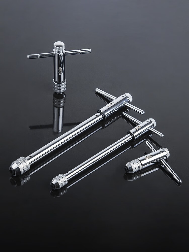 t型可调式丝锥扳手绞手棘轮丝攻扳手加长攻牙器夹头手动省力工具 丝锥