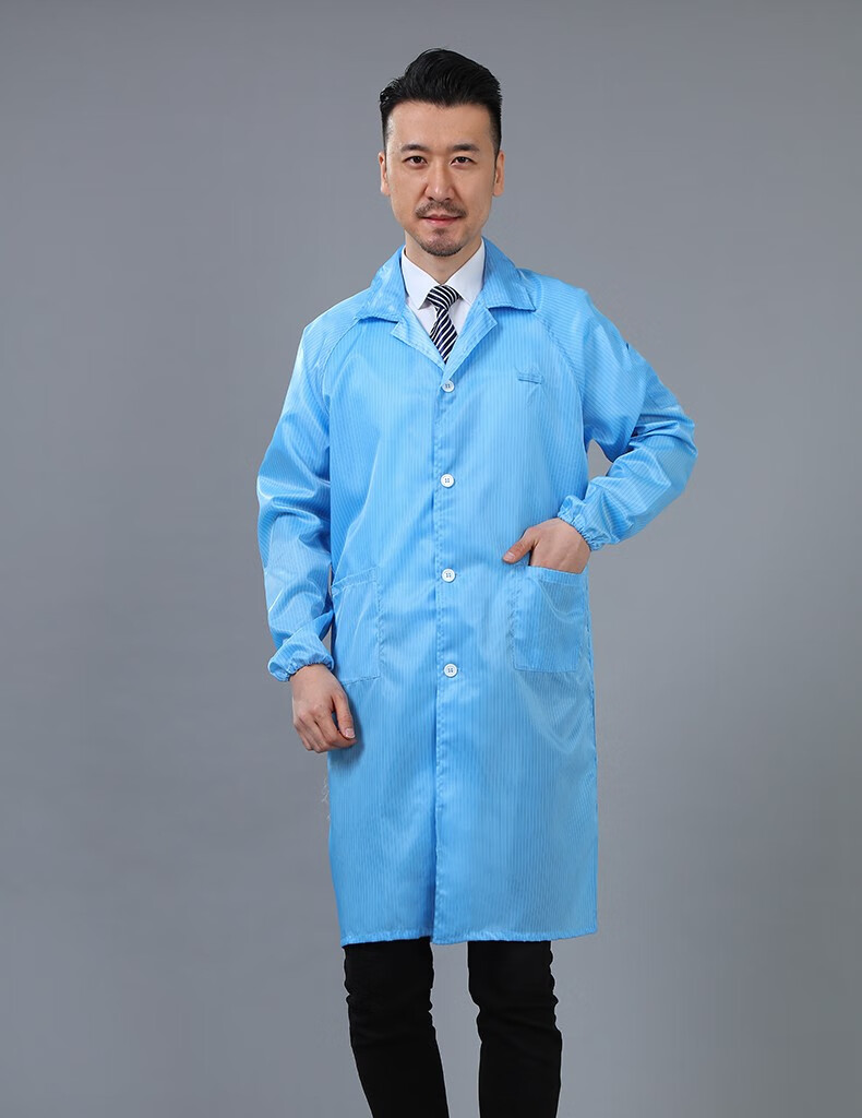 佳瑞捷静电衣无尘服大褂 电子厂工作服男女长款车间工装大褂 蓝色 s