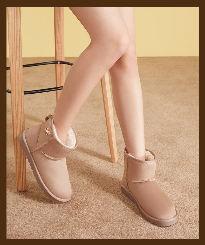 热风雪地靴女2021年冬季新款时尚加绒保暖棉靴百搭面包鞋女09灰色36正