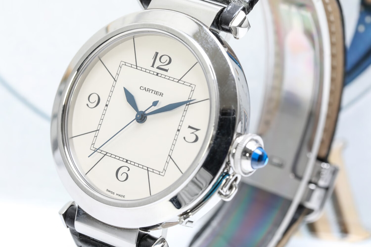 【二手95新】卡地亚w3107255 帕莎系列中性表 42mm表径银灰表盘石英