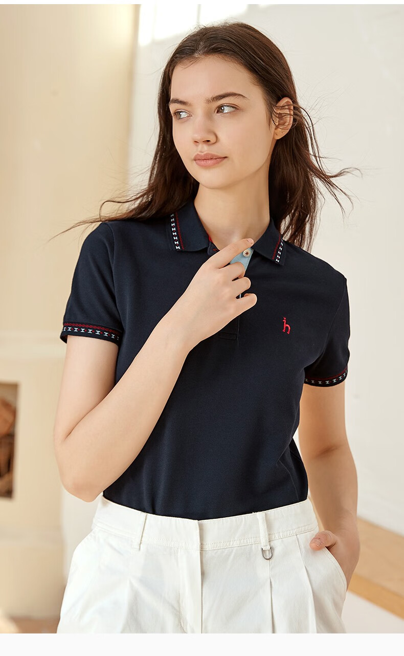 【商场同款】哈吉斯hazzys 2021夏季新款polo女简约休闲polo衫astse01