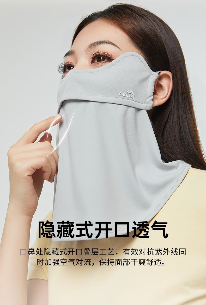冰丝防晒面纱防紫外线春夏女透气护眼角医美保护全脸加长护颈面罩暗夜
