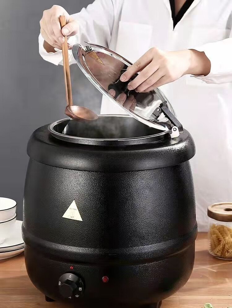 汤煲自助甜汤桶自助粥桶电热保温汤桶10l黑铁外壳暖汤煲13l黑色暖汤煲