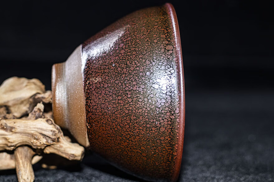 【金花油滴束口盏】刘学明 建阳建盏主人杯 口径9.5 l65-126