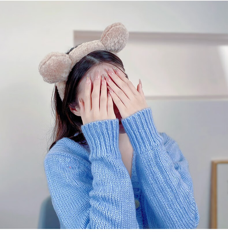 左欧可爱洗脸发箍女生日常佩戴简约学生头箍韩式网红发窟毛绒发捆