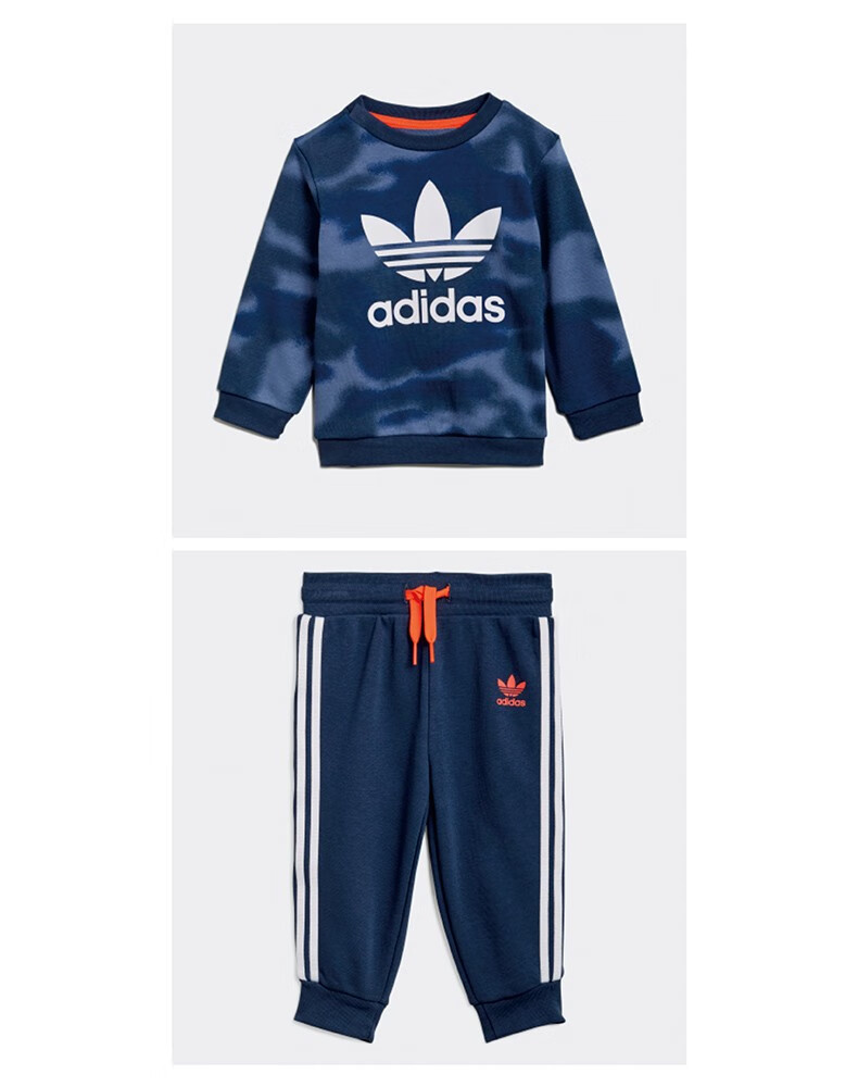 adidas阿迪达斯官网三叶草男童套装2021春季新款crew set 婴童装运动