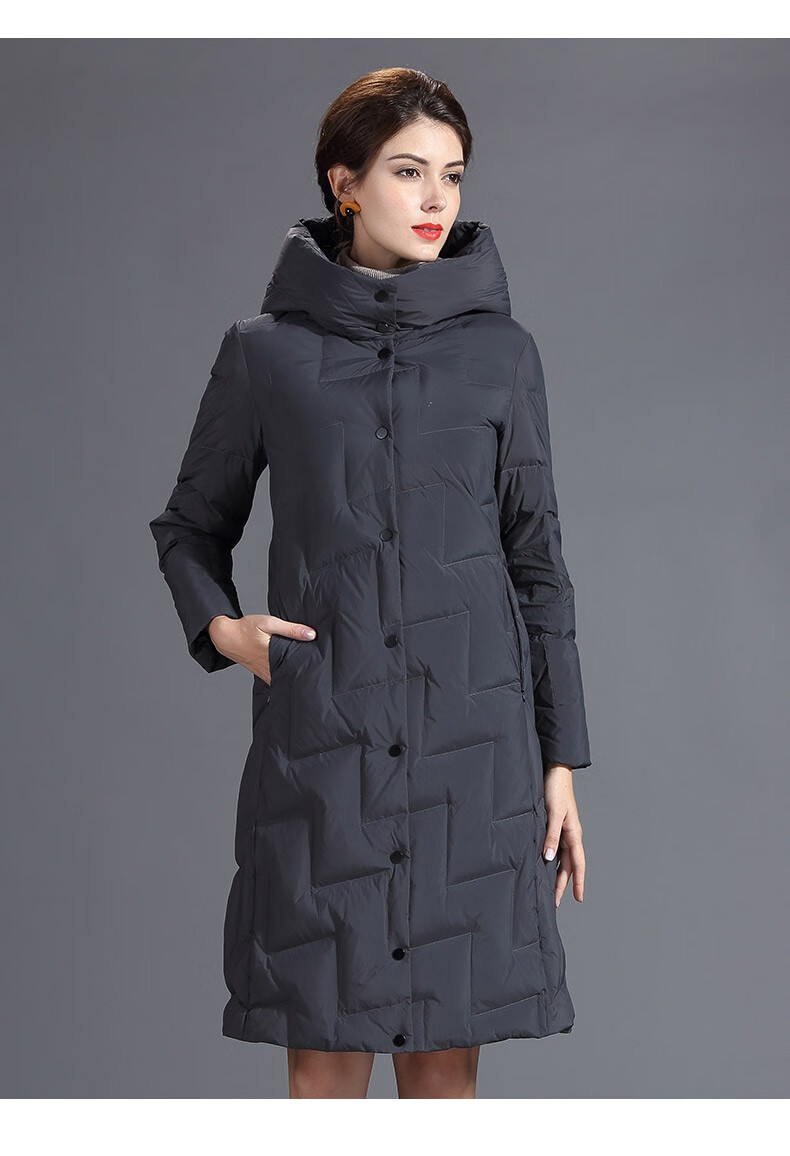 恒源祥羽绒服女中长款韩版修身保暖外套新款过膝长款冬装hhhd578 3号