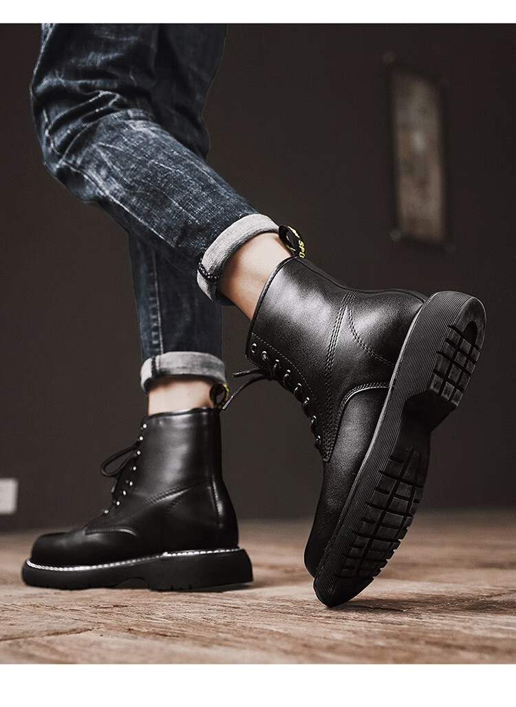 羊驼鸟轻奢品牌马丁靴男短靴冬季新款英伦风百搭户外工装靴厚底防滑