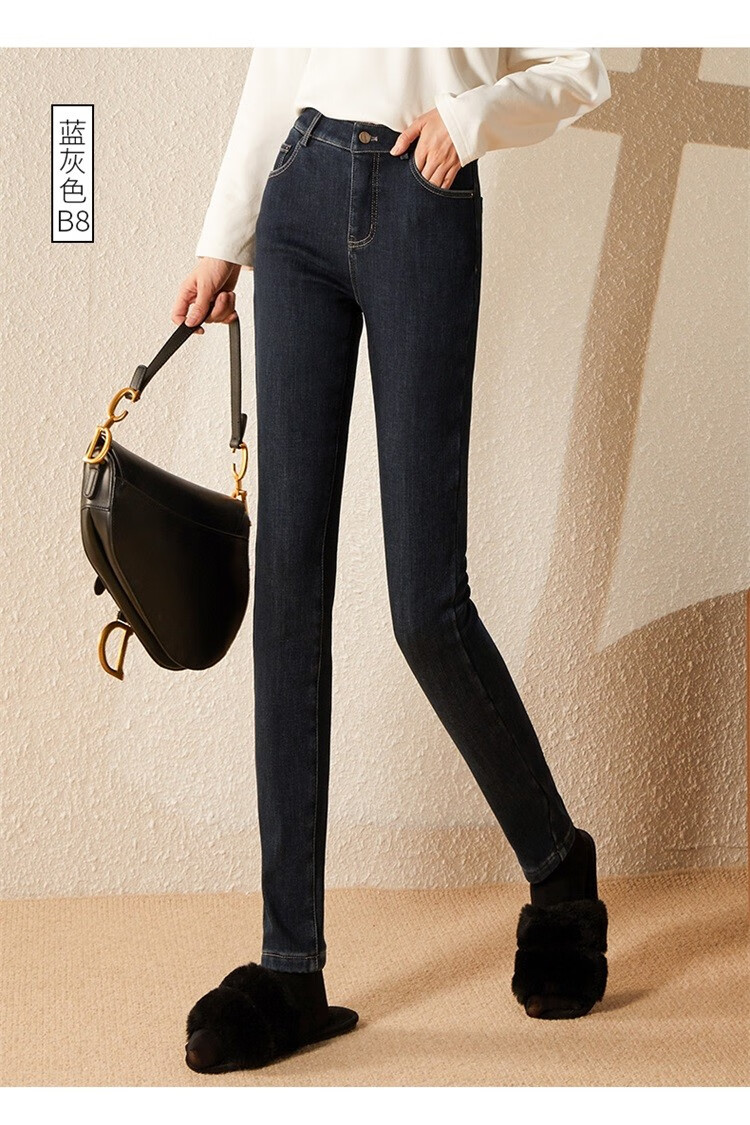 娅丽达复古小脚牛仔裤女显瘦裤子女裤2022秋冬新款弹力铅笔牛仔裤