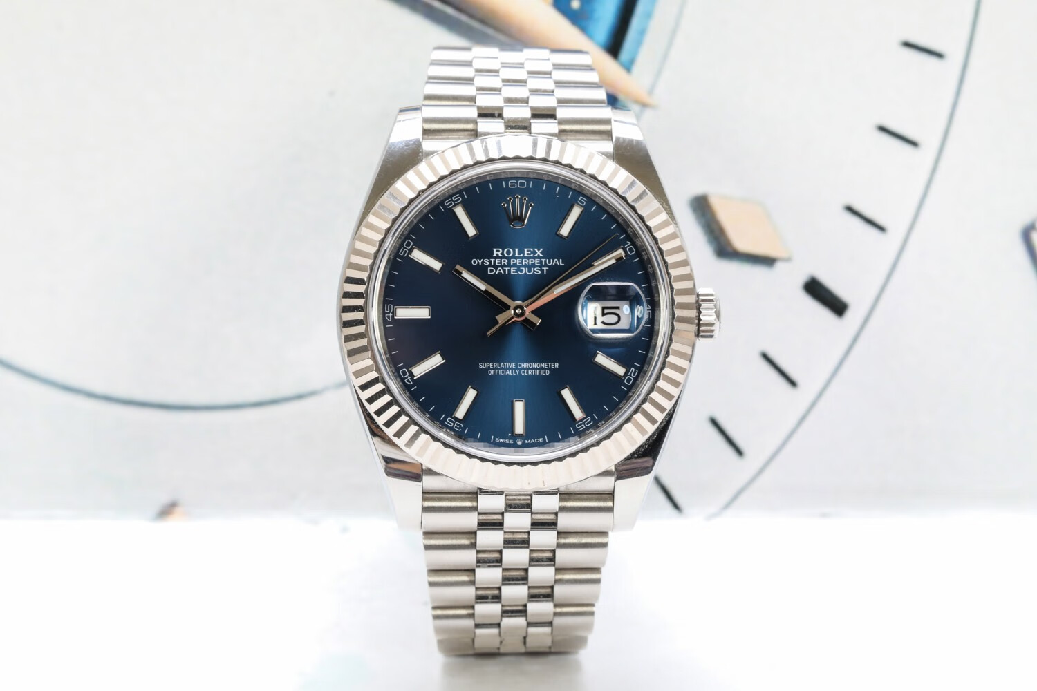 二手95新劳力士126334日志型系列男表41mm表径蓝面日历显示自动机械