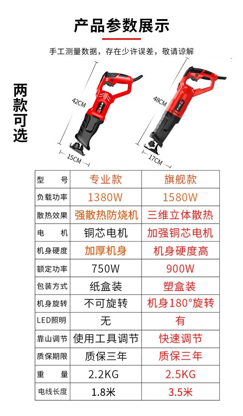 优力特往复锯电锯马刀锯曲线锯家用多功能木工手提电动锯金属切割机