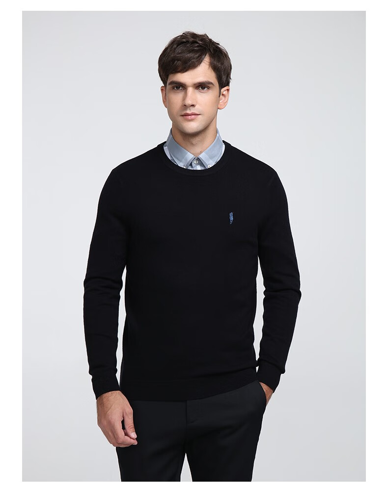 londapolo伦德保罗男装羊毛衫2021秋冬季新款时尚经典套头打底驼色48