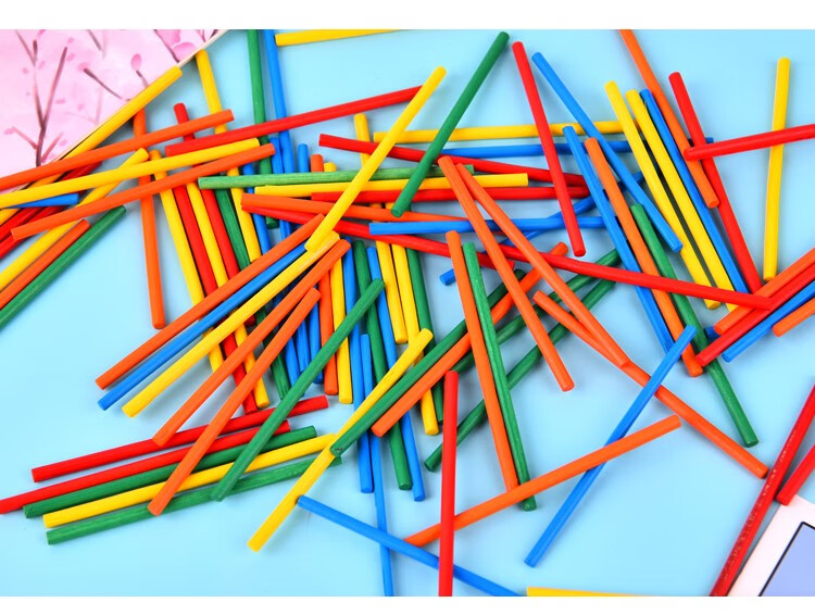 儿童初学数学教具木制彩色100根计数棒小学生算术小棒 原木色12cm*0.