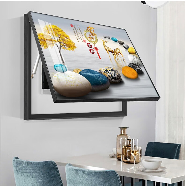 泉湘阁现代简约电箱挂画北欧轻奢风格水晶烤瓷立体镶钻电表箱装饰画