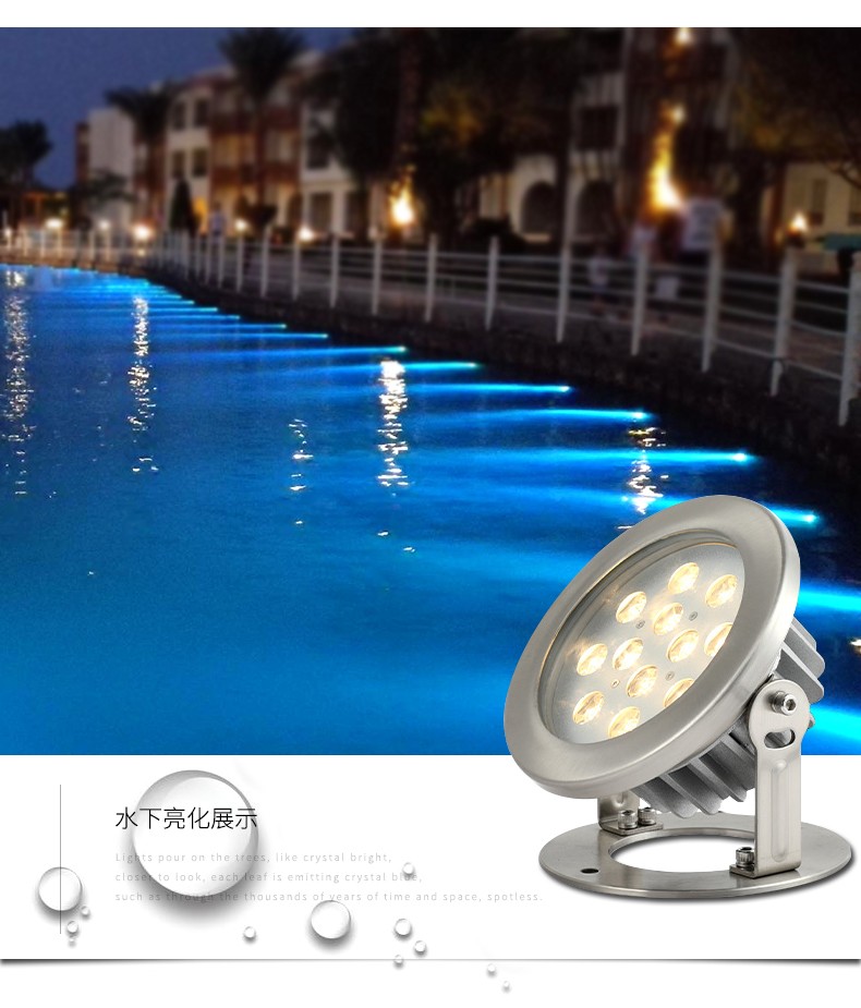 意利普led不锈钢水底灯鱼池灯低压12v24v水下灯led防水射灯水池亮化