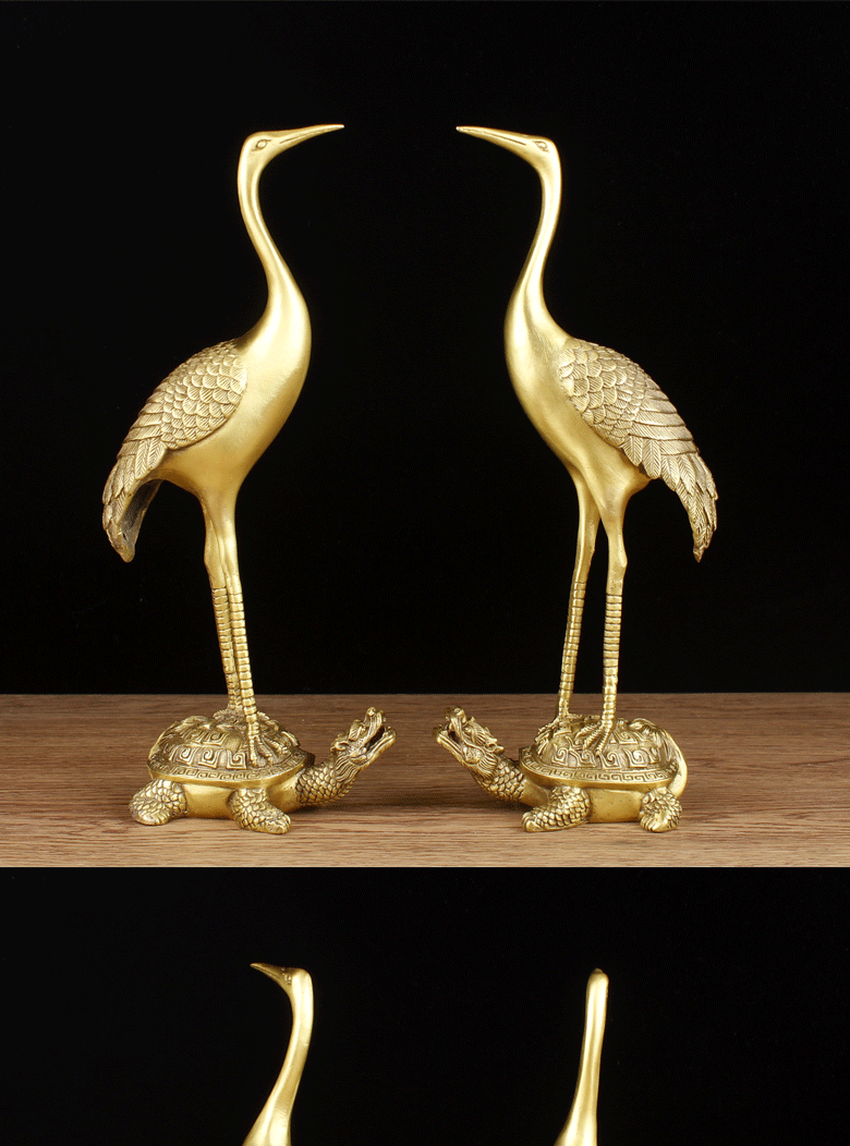 德佑堂铜仙鹤摆件铜鹤松鹤延年祝寿摆件老年人生日礼物贺寿工艺品大号