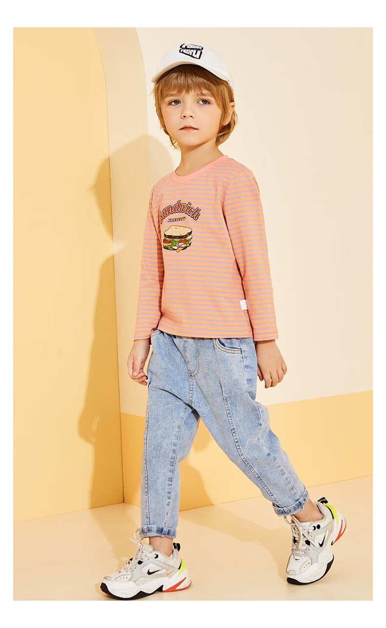 真维斯jeanswest童装男童t恤儿童衣服中小童男童t恤春季上衣男 美食