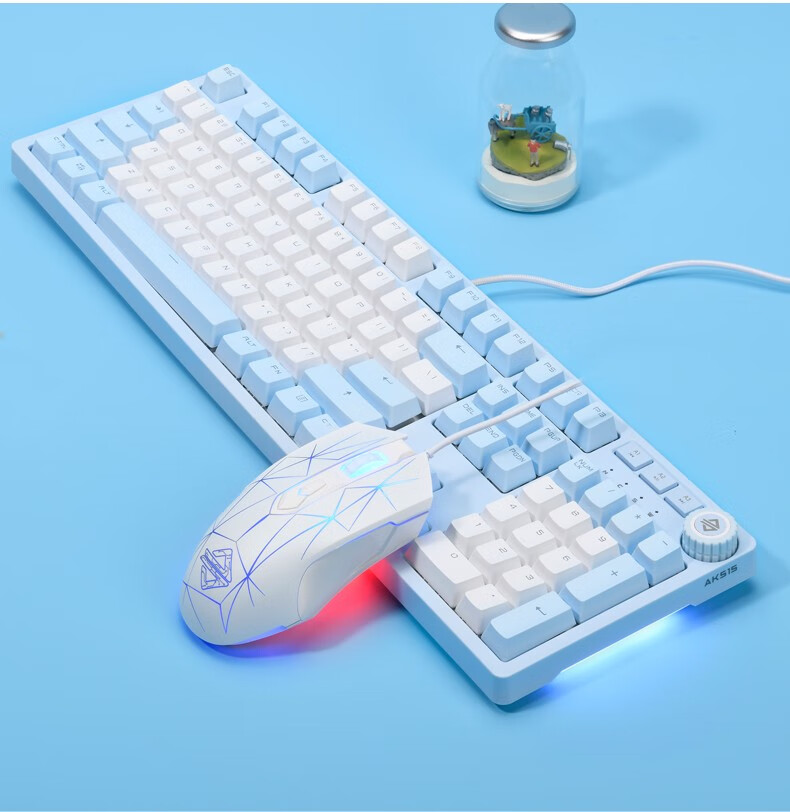 黑爵ak515 机械键盘pbt热升华键帽电竞游戏背光键盘磁吸上盖少女心网