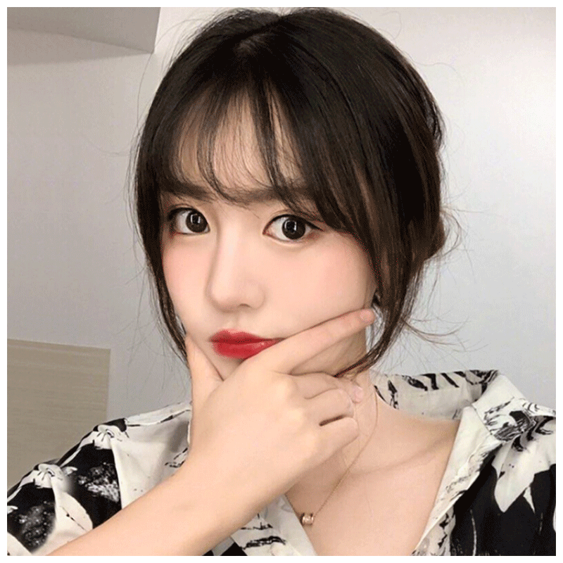天使丝丝法式空气刘海假发女网红薄八字假刘海发片 浅棕色 卷发筒
