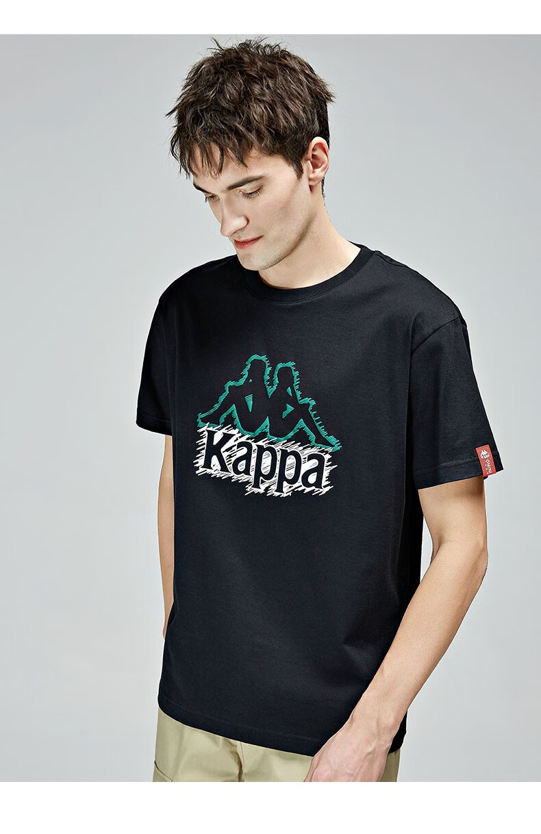 kappa卡帕短袖图案衫男夏运动短袖休闲t恤夏季圆领半袖k0b32td28d冰山
