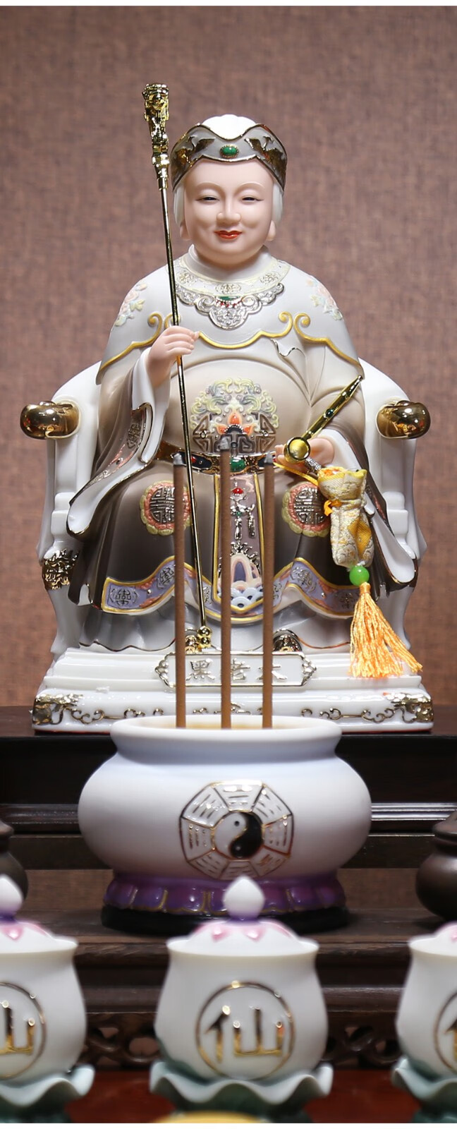 微美羊脂玉瓷黑老太黑妈妈佛像护法家用供奉家居陶瓷彩绘摆件黑老太16