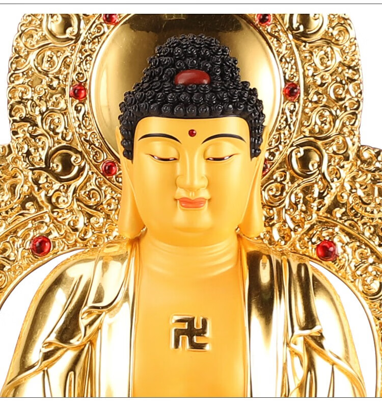 鎏金纯铜释迦牟尼佛像三宝佛阿弥陀佛像药师佛摆件药师佛全金色贴金