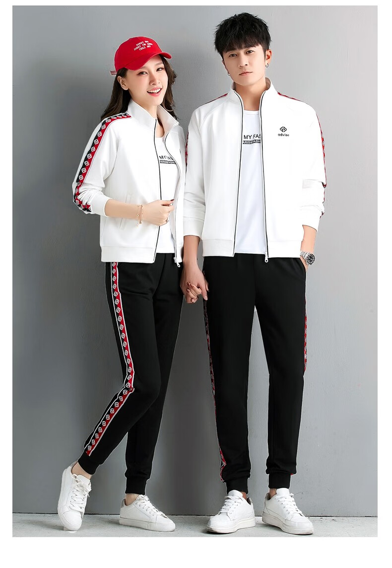 杰宾路情侣运动服2021新款韩版春秋装跑步三件套女休闲运动套装男卫衣