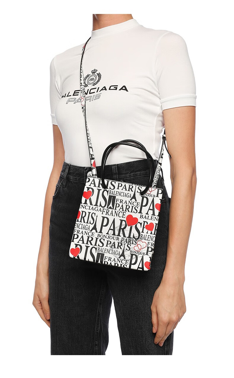 balenciaga巴黎世家女包漆皮字母印花手提购物袋572411 1bw5n 9065