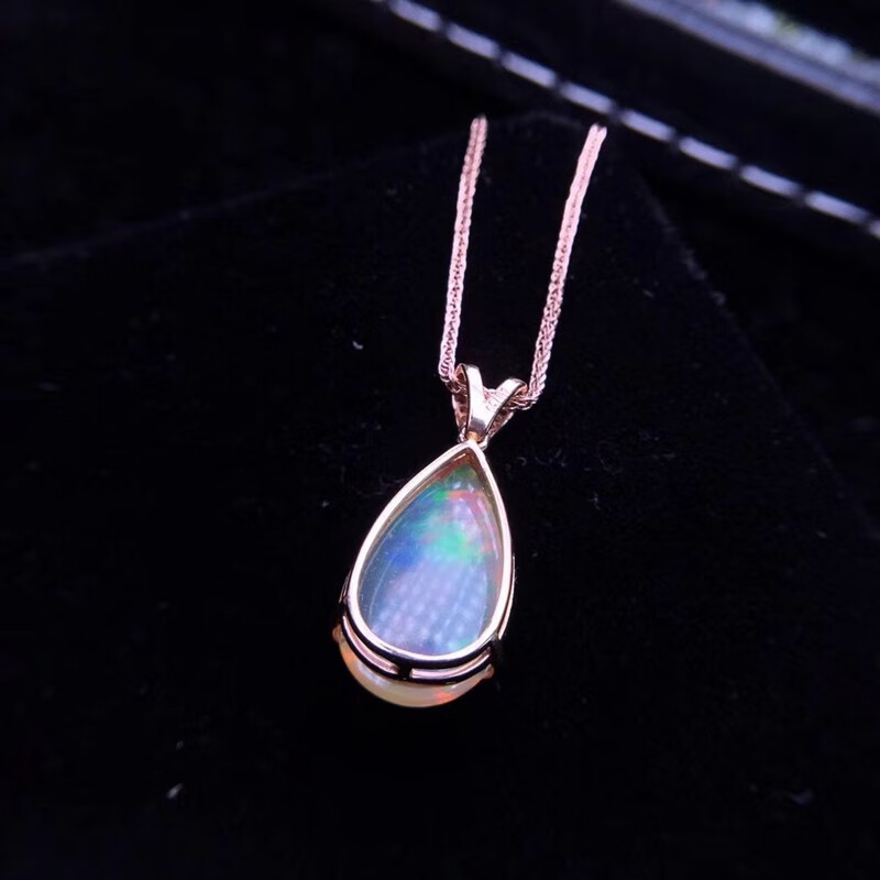 18k重金镶嵌晶体干净 南非足反钻石彩色宝石项链 送老婆纪念日礼物